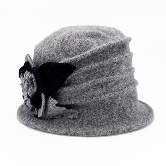 1584 Women Beret Hat Cloche Bucket Vintage Floral Wool Classic Winter main image 4